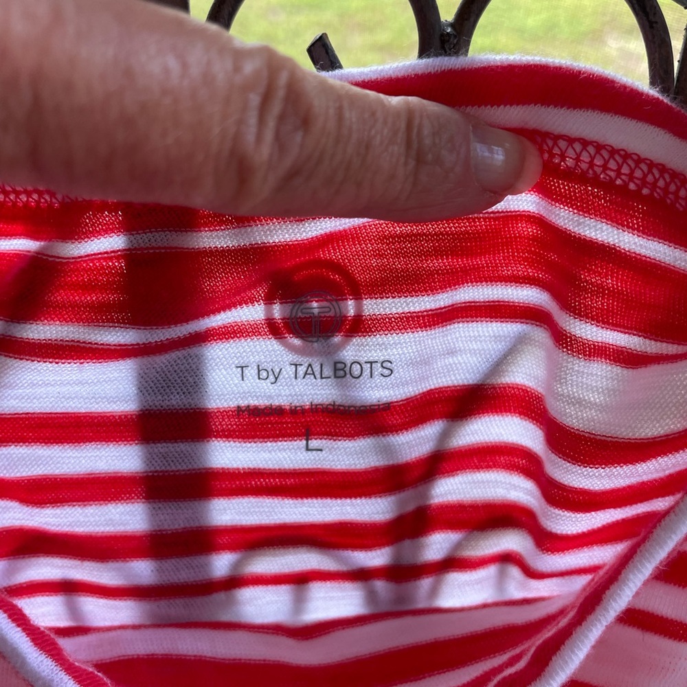 Talbots 3/4 length sleeve peppermint stripe top.